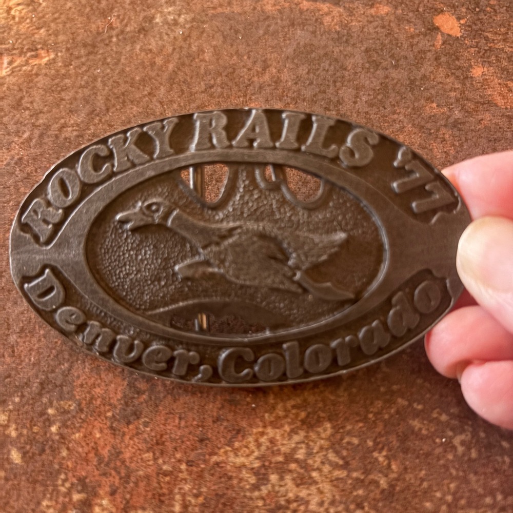 Vintage Rocky Rails 77 Denver Colorado Belt Buckle NMRA Model Trains Goose Duck
